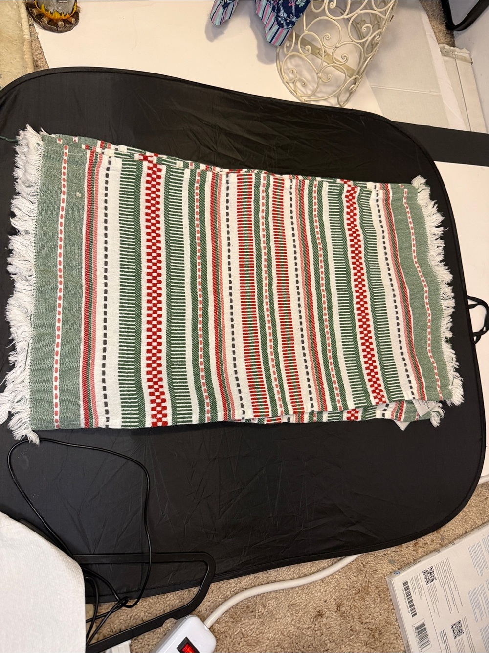 Festive Striped Holiday placemats - Green, Red & White Christ colors. Boho fest